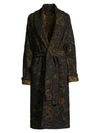 Etro Long Floral Jacquard Knit Trench Coat In Black