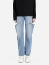 Maison Margiela Womens Blue Icons Cut-out Straight-leg High-rise Jeans In Blue
