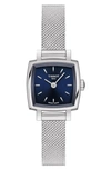 Tissot T058.109.11.041.00 Lovely Square Stainless Steel Watch In Silver/ Blue/ Silver