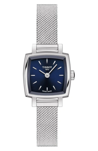 Tissot T058.109.11.041.00 Lovely Square Stainless Steel Watch In Silver/ Blue/ Silver