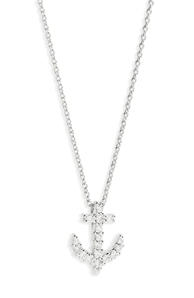 Roberto Coin 'tiny Treasures' Anchor Charm Pendant Necklace In Wg