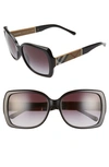 Burberry Gradient Check-temple Square Sunglasses, Black In Black