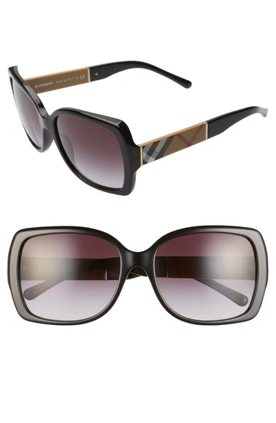 Burberry Gradient Check-temple Square Sunglasses, Black