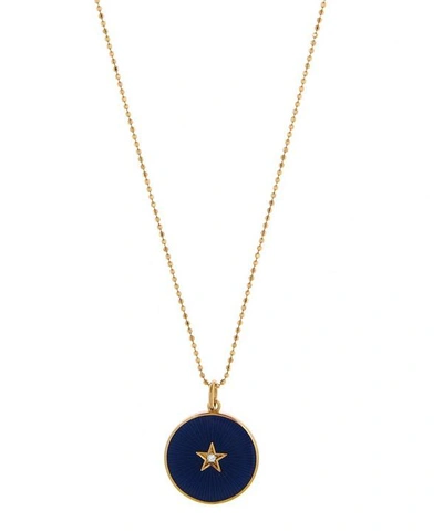 Andrea Fohrman Gold Enamel Full Moon Diamond Pendant Necklace