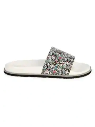 Robert Graham Men's Maxfield Graffiti Leather Sandals In White