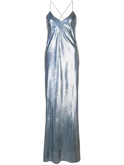 Michelle Mason Bias Maxi Gown In Grey