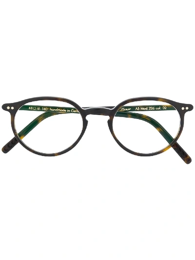 Lunor A5 Tortoiseshell Round-frame Glasses In Black