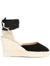 Manebi Hamptons Suede Heart-shaped Wedge Espadrilles In Black