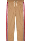 GUCCI COTTON DRILL PANT WITH ACETATE STRIPE