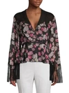 GIAMBATTISTA VALLI Lace Trim Floral Wrap Blouse