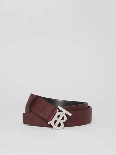 Burberry Leather Tb Monogram Belt In Red