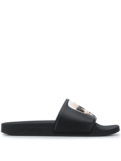 Karl Lagerfeld Logo Slides In Black
