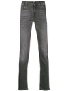 7 For All Mankind Tapered Stonewashed Jeans In Grey