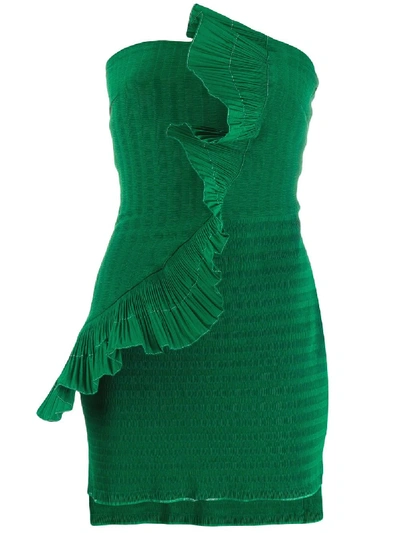 Area Ruffle Trim Mini Dress - Green