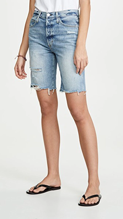 Amo Long Loverboy Cut Off Shorts In Lost & Found With Destroy