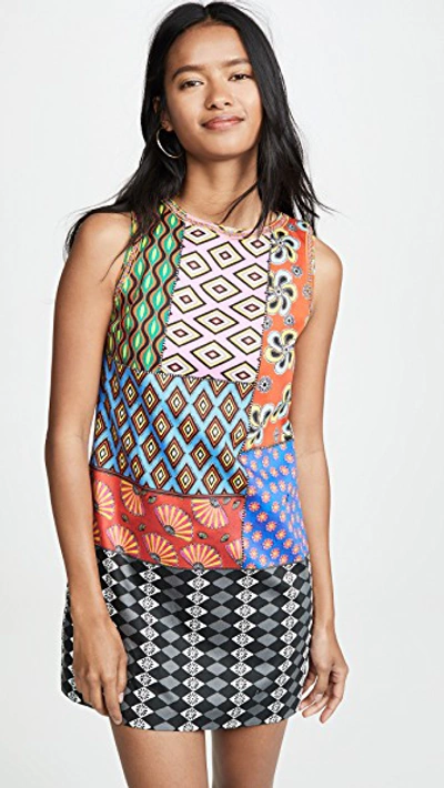 Alice And Olivia X Carla Kranendonk Clyde Shift Dress In Carla Patchwork