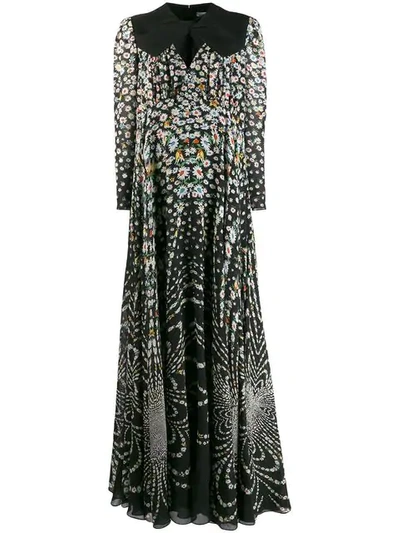 Givenchy Floral Evening Dress In Black