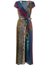 ANDAMANE SNAKESKIN PRINT WRAP DRESS