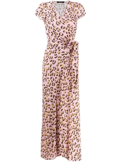 Andamane Leopard Print Wrap Dress In Pink