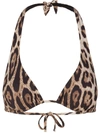 Dolce & Gabbana Leopard-print Halterneck Bikini Top In Neutrals