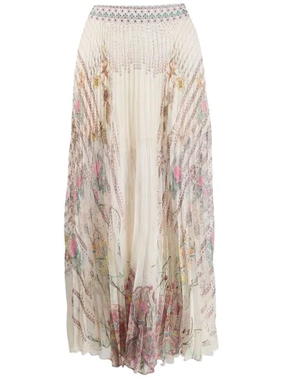 Camilla La Fleur Libertine Pleated Silk Skirt In Neutrals