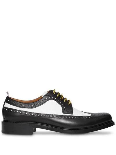 Burberry Brogue Detail Two-tone Leather Derby Shoes In Black ,white
