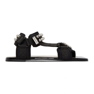 Gucci Shea Crystal-embellished Canvas And Neoprene Sandals In Black