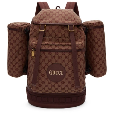 Gucci Burgundy Large Gg Backpack In Brown