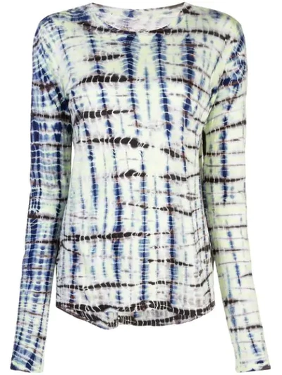 Proenza Schouler Tie-dye Long-sleeve Cotton-jersey T-shirt In Lime Cobalt