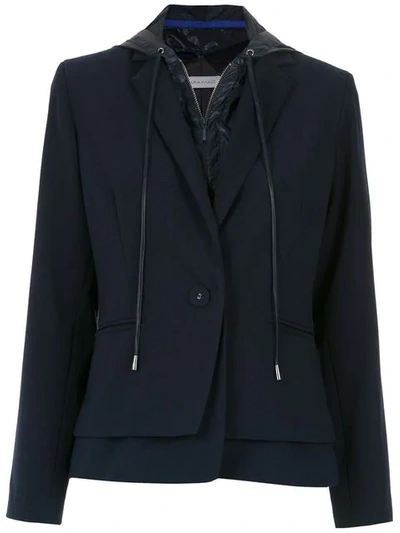 Mara Mac Hooded Layered Blazer In Blue