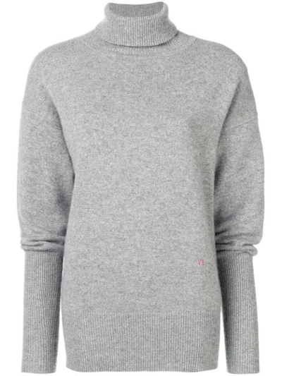 Victoria Beckham Oversize Stretch Cashmere Turtleneck Sweater In Grey