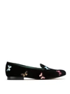 Blue Bird Shoes Velvet Borboleta Loafers In Black