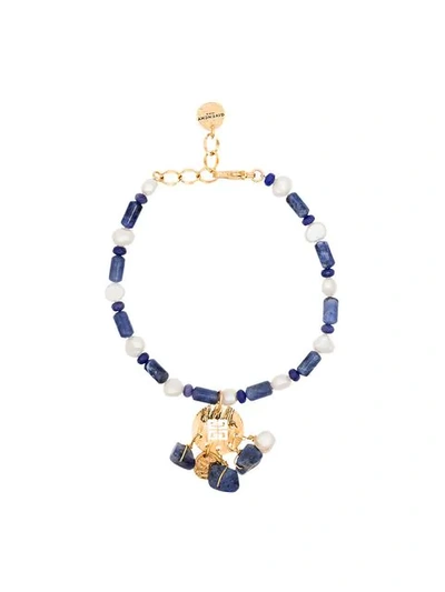 Givenchy Logo Charm Stone Bracelet In Blue