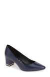 Calvin Klein Nita Pointed Toe Pump In Dark Navy Leather
