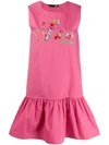 LOVE MOSCHINO LOVE MOSCHINO FLORAL EMBROIDERED LOGO DRESS - PINK