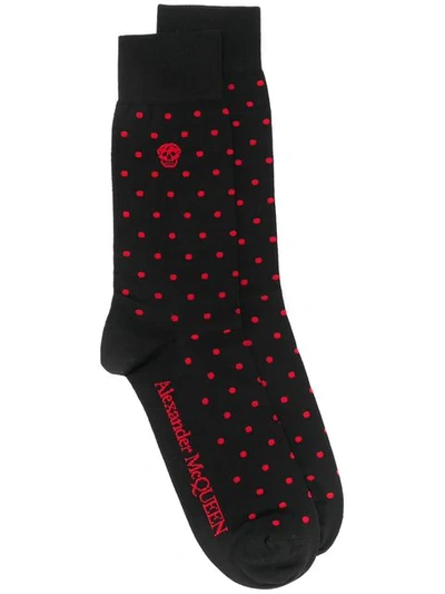 Alexander Mcqueen Polka Dot Skull Socks - 黑色 In Black