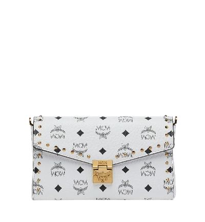 Mcm Millie Flap Crossbody In Studded Outline Visetos In White