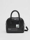 BURBERRY Small Montage Print Leather Cube Bag