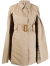 BURBERRY BURBERRY CAPE TRENCH COAT - 大地色