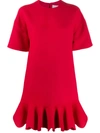 VALENTINO VALENTINO RUFFLED HEM SHIFT DRESS - 红色