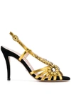GUCCI CRYSTAL-EMBROIDERY METALLIC SANDALS