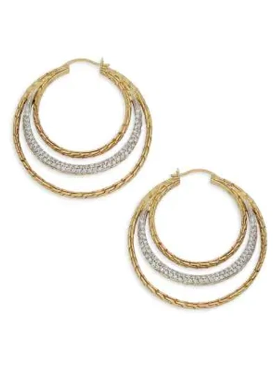 John Hardy 18k Gold & Diamond Chain Drop Earrings In Silver