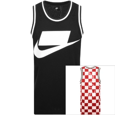 Nike Sportswear Check Logo Print Mesh Tank In Black