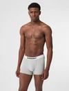 Burberry Logo Detail Stretch Cotton Boxer Shorts In Pale Grey Melange