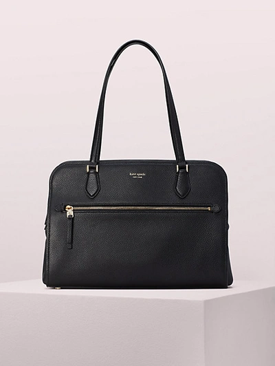 Kate Spade Large Polly Leather Tote In Black