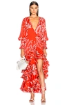 ALEXIS ALEXIS RODINA DRESS IN FLORAL,ORANGE,RED,ALXF-WD189
