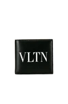 Valentino Black Vltn Bifold Wallet In Black & White