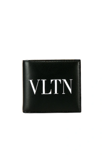 Valentino Black Vltn Bifold Wallet In Black & White
