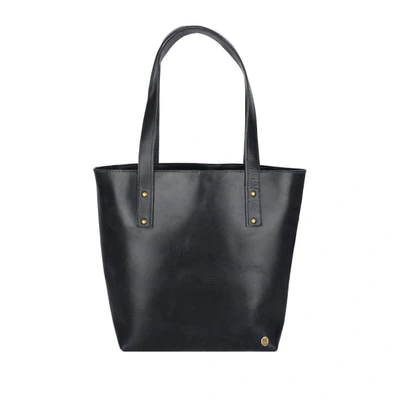 Mahi Leather Ladies Black Leather Tote Handbag In Buffalo Leather
