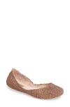 Melissa 'campana Papel Vii' Jelly Flat In Beige Glitter